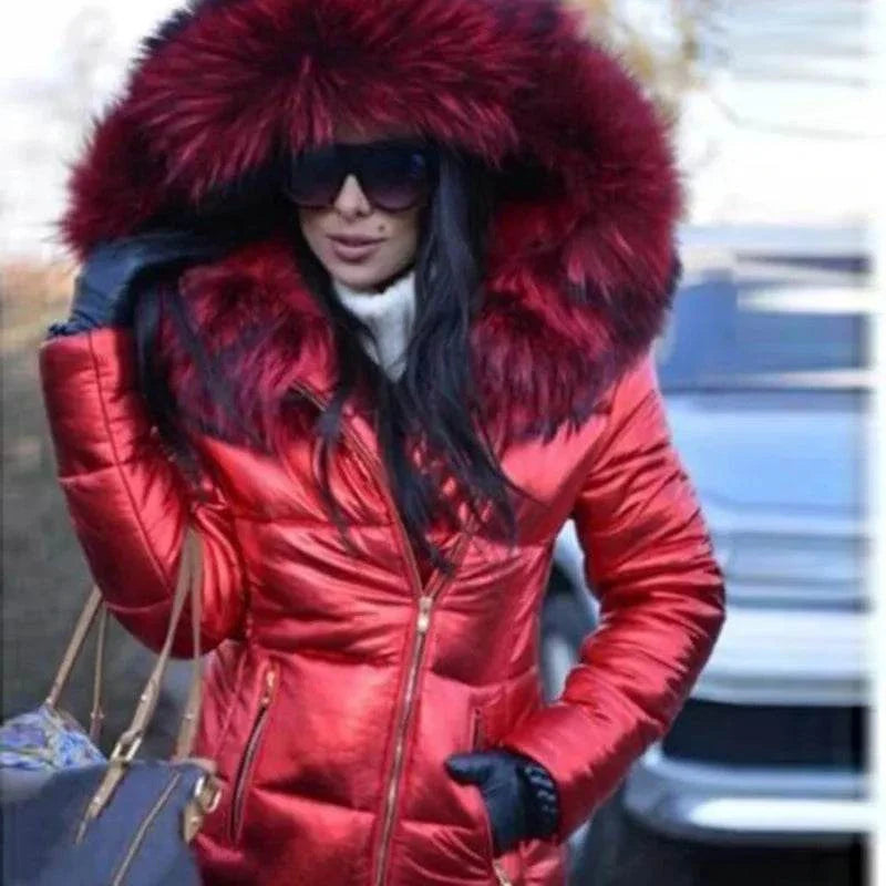 thick Parka Fur Collar Hooded Women Jacket