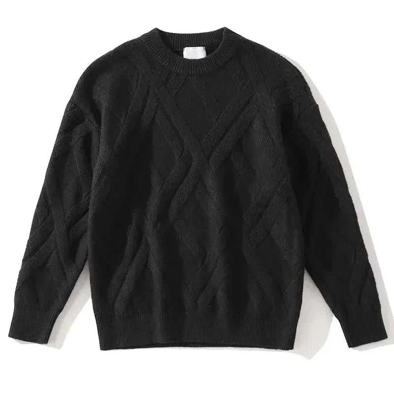 Knitted Sweaters for Men Solid Crewneck Pullovers