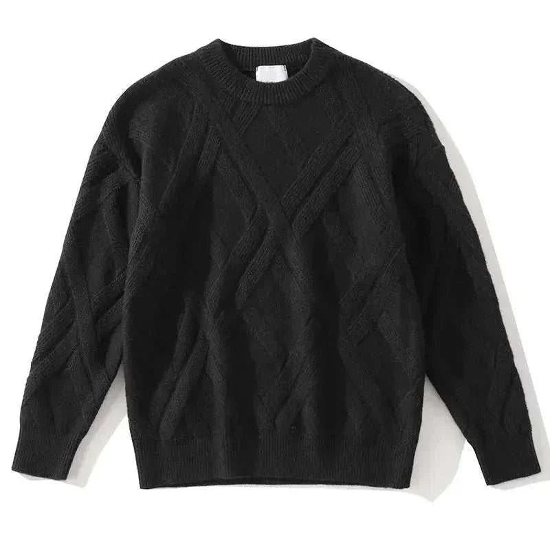 Knitted Sweaters for Men Solid Crewneck Pullovers