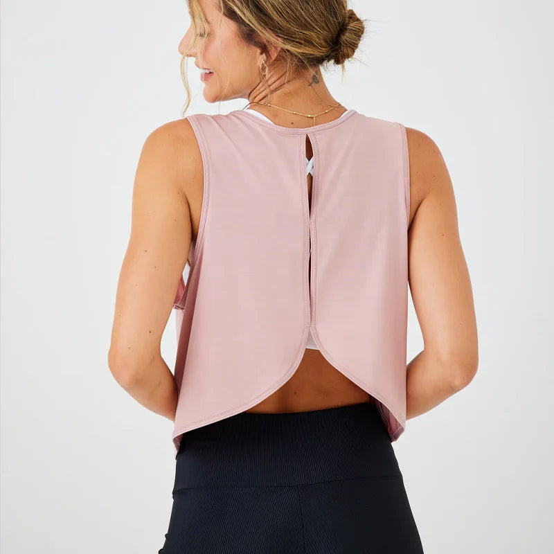 Women's Tank Tops - Sports Wear For Women Gym T-shirt Open Back Yoga Top Sport Blouses Woman Fitness Shirt Female Jersey