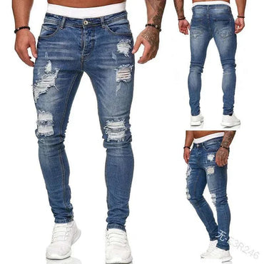 Ripped Jeans Men Stretch