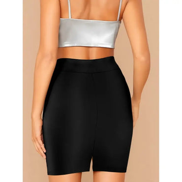 Summer Women's Skirts Black Crisp Back View