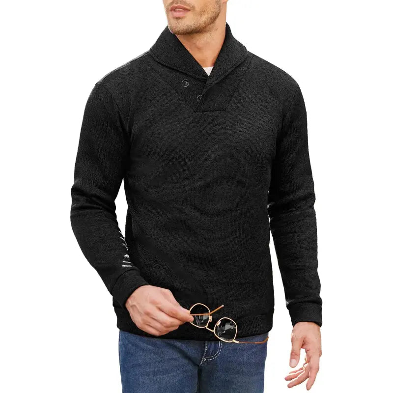 Autumn Mens Long Sleeve Half Turtleneck Black Sweaters