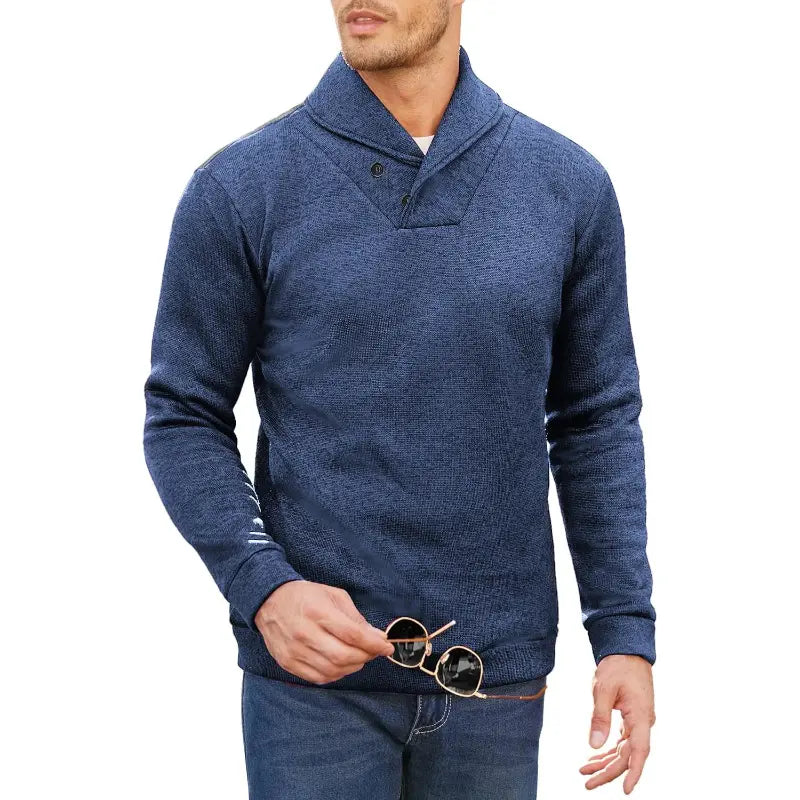 Autumn Mens Long Sleeve Half Turtleneck Navy Sweaters