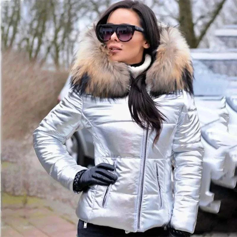 thick Parka Fur Collar Hooded Women Jacket