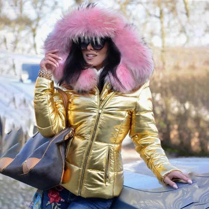 thick Parka Fur Collar Hooded Women Jacket