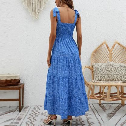 Informal Dresses | dresses for women Printed Fashionable Casual beach Back View Blue