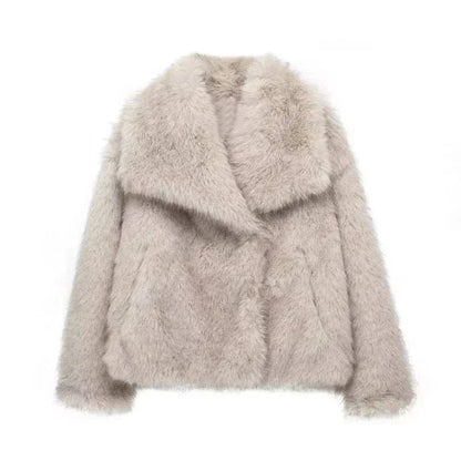MUJER White Faux Fur Coat for Women