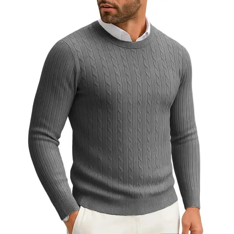 Men's Crewneck Knitted Pullover Dark Gray Sweater
