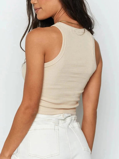 women fitness crop top - Ribbed Tank Top Women White 2024 Summer Casual Fitness Short Vest Candy Colors Knitted Off Shoulder Sexy Crop Top Women