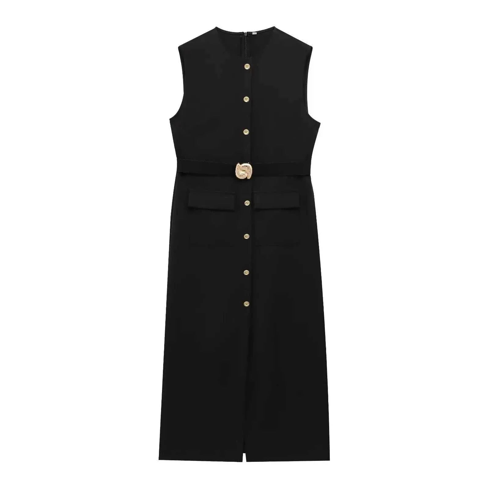 HH Women Elegant Black Dress O Neck Single