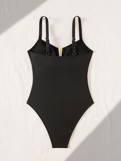 swimsuits for women | Women's Fashionable One-Piece Swimsuit with a Small V-Neck