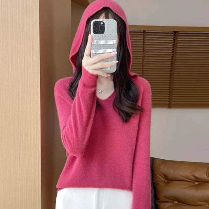 Women Autumn Winter Clothing Hooded Collar Pullover
