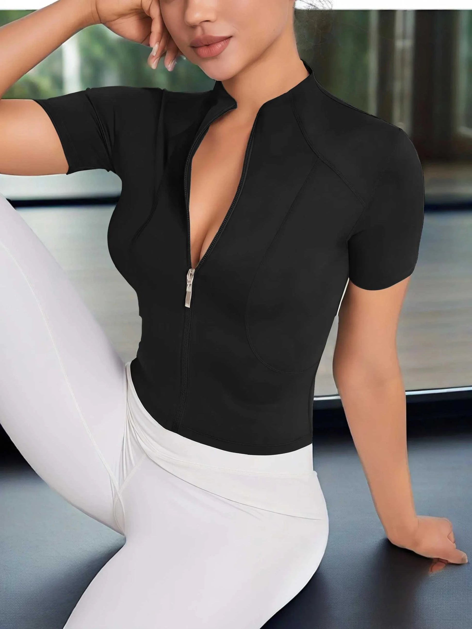 Fitness girl cycling yoga suit top