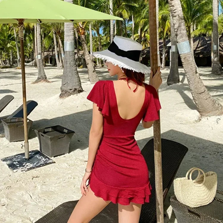 swimsuits for women | Swimsuit Women Summer V Neck One-piece Swimwear