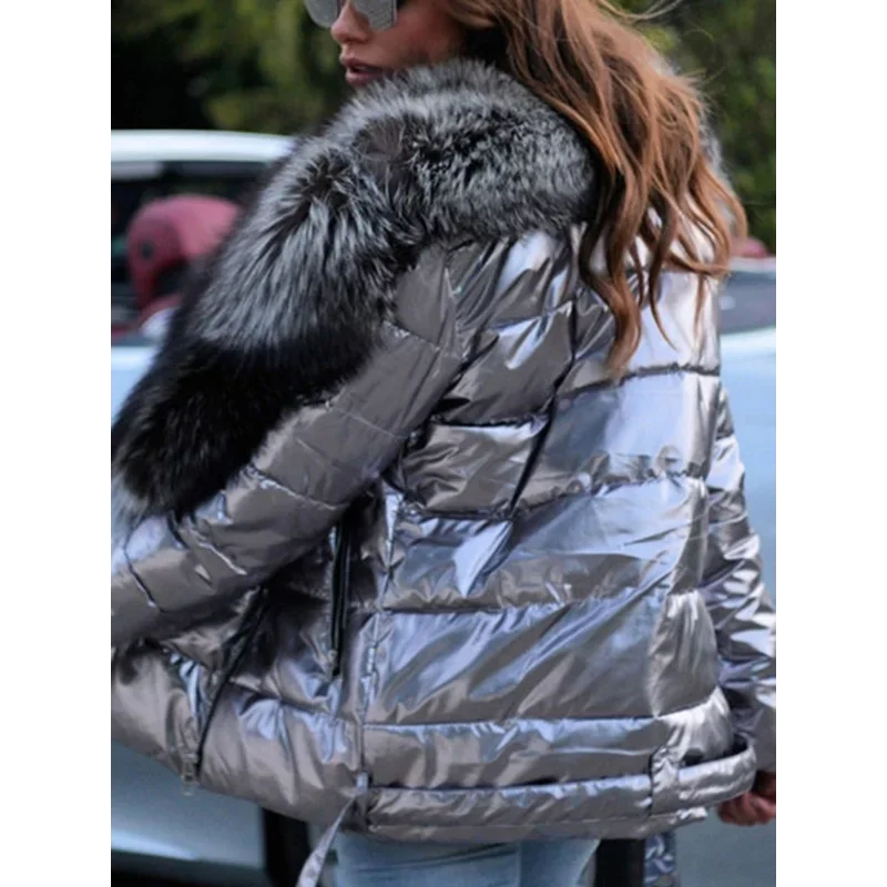 Winter Coat Women Bright Surface