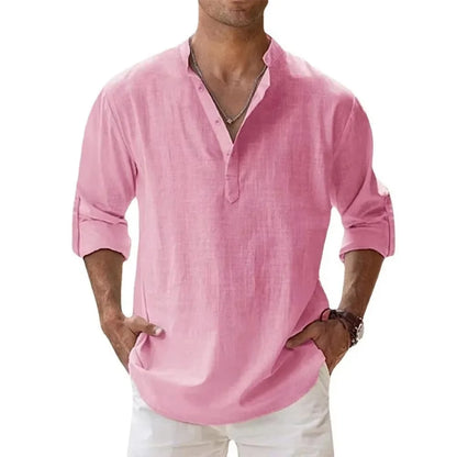 men t shirts | New Cotton Linen Shirts for Men Pink