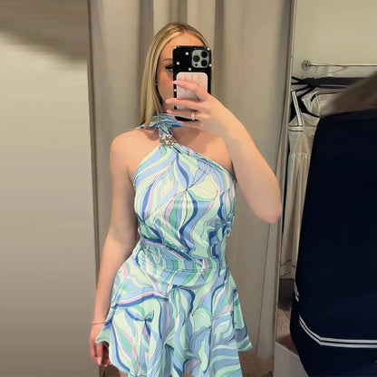 Print Women Dress Backless Mini Dress | pretty dress