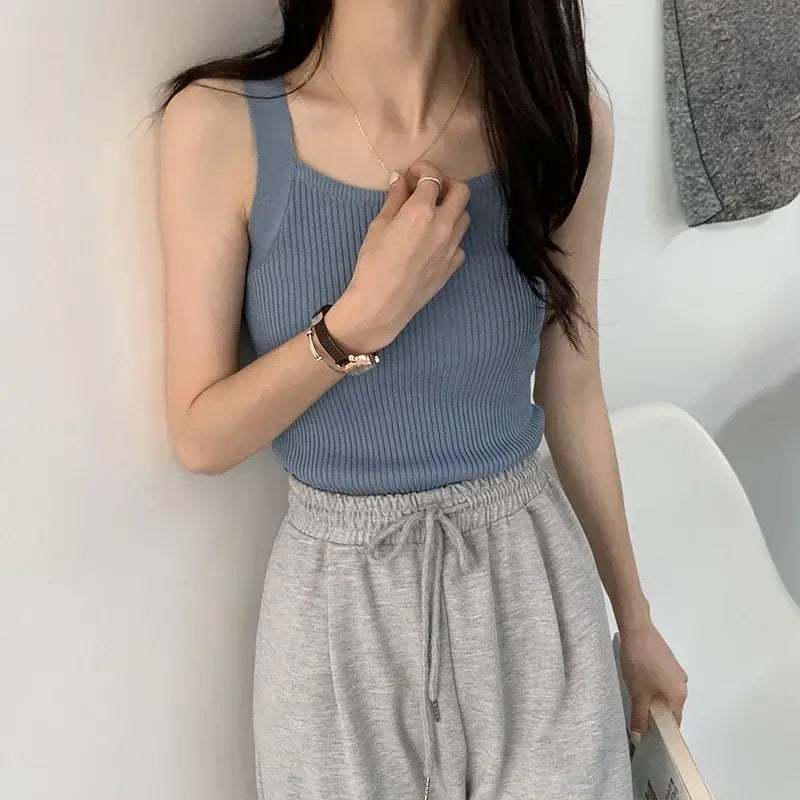 Spring Women Blue Crop Tops