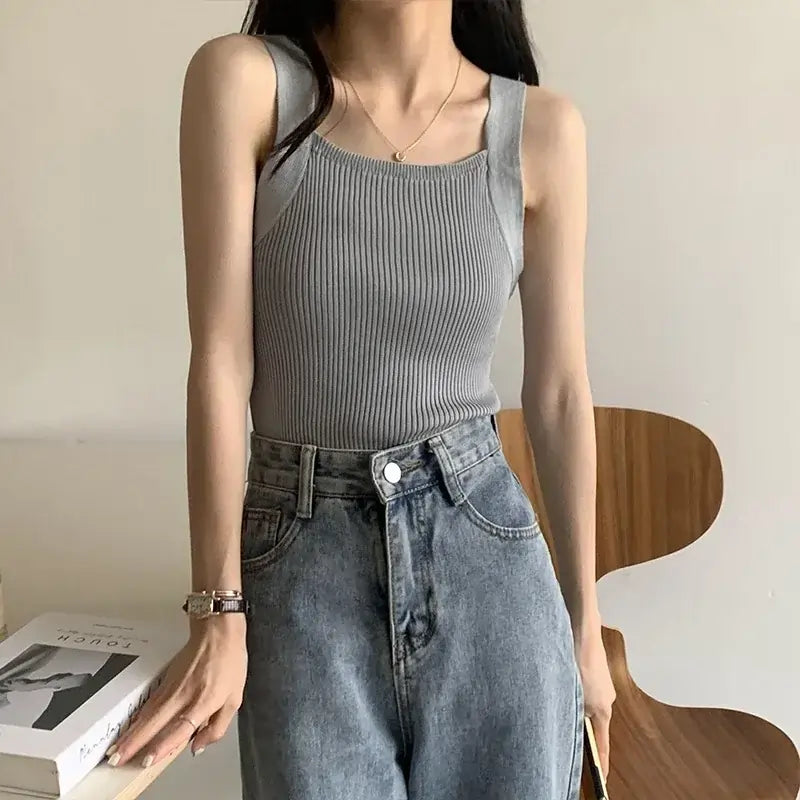 Spring Women Grey Crop Tops