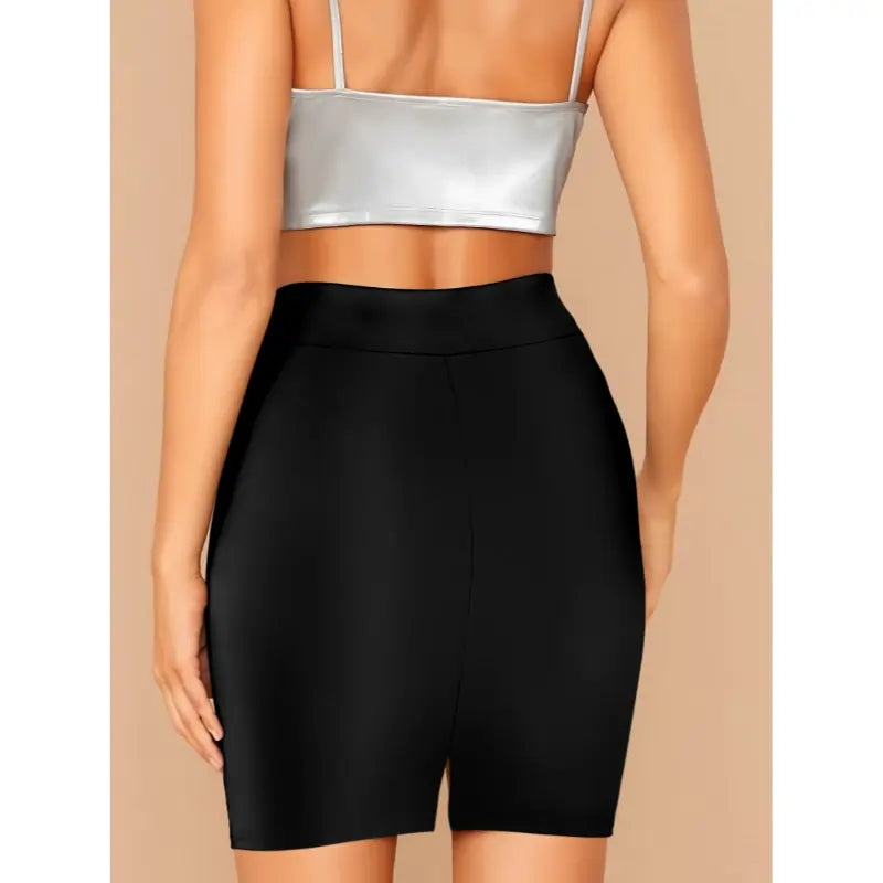 Summer Women's Skirts Black Crisp Back View