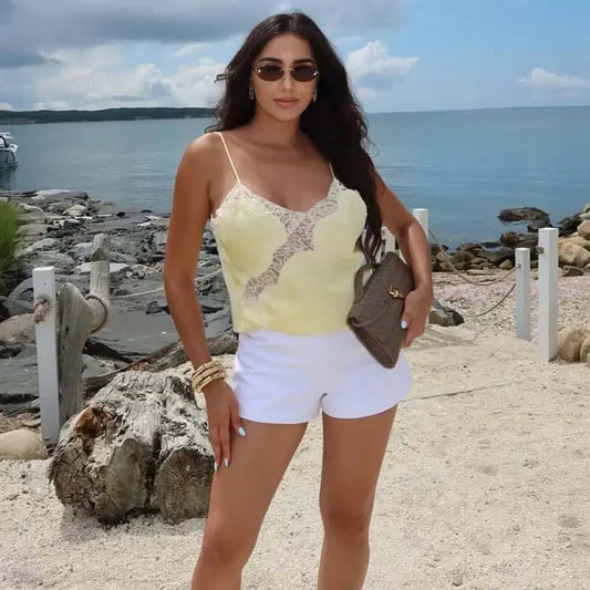 Top Female Backless Yellow Tops for Women 