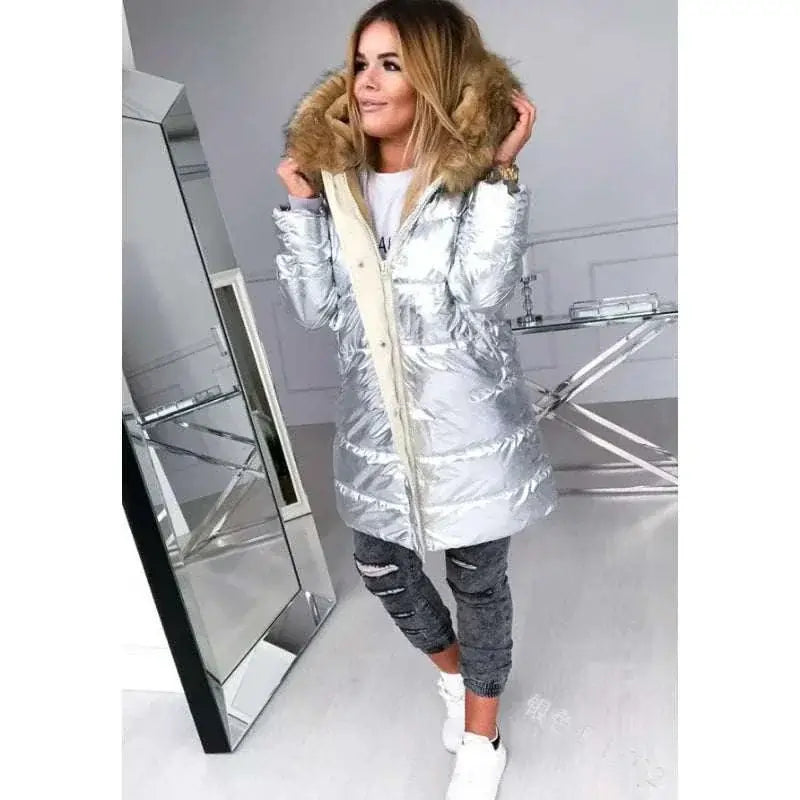 Winter Clothes Women  Puffer Jacket Silver