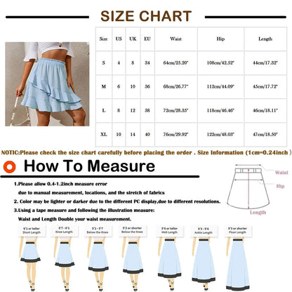 Women'S Ruffle Skirt High Waist Size Chart