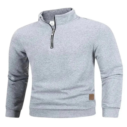 men sweaters, Autumn Men's Zipper Pullover Light Gray Turtlenecks Warm Sweaters