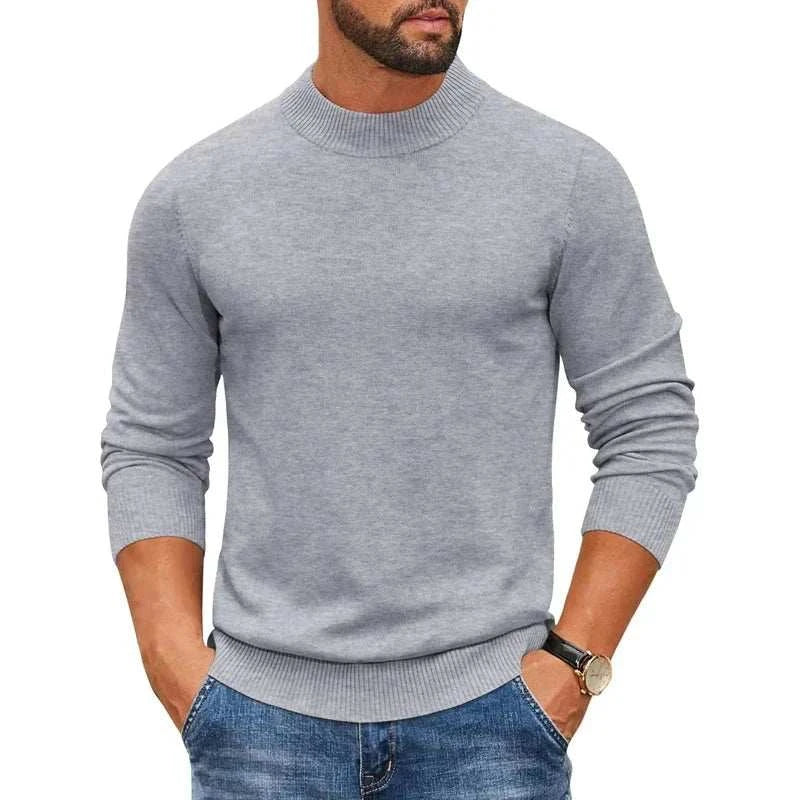 men sweaters offers Men Mock Navy_Turtleneck_Ribbed_Knit_Pullover_Sweater