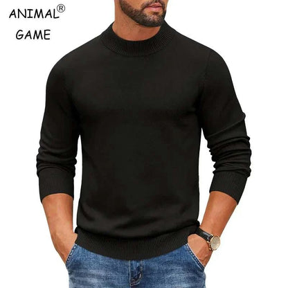 men sweaters offers Men's Mock Black Turtleneck Ribbed Knit Pullover Sweater