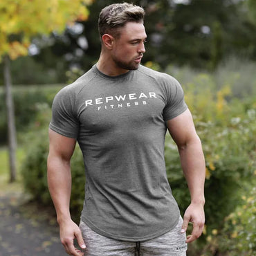 men t shirts | Men T Shirt Short Sleeve Shirts for Men Bodybuilding Gray