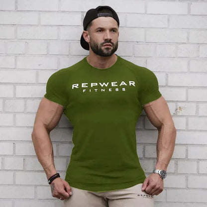 men t shirts | Men T Shirt Short Sleeve Shirts for Men Bodybuilding Green