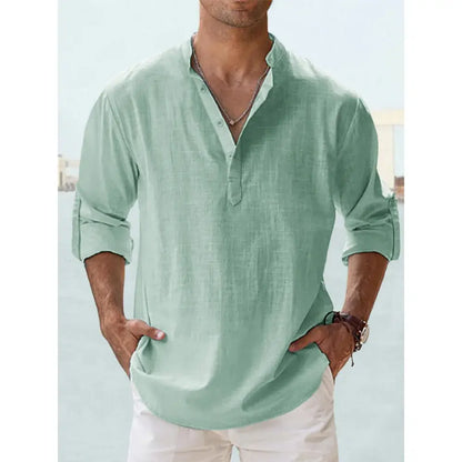 men t shirts | New Cotton Linen Shirts for Men Green