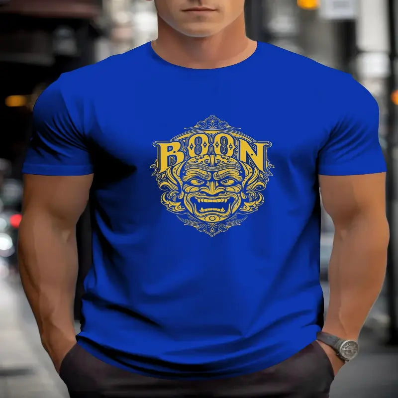men t shirts | T Shirts For Men Mask 100% Cotton Graphic Printing Summer Round  Blue