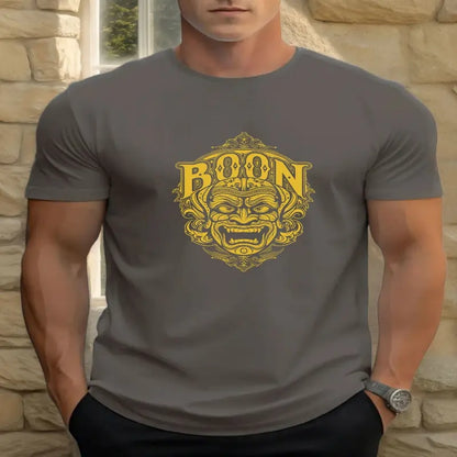 men t shirts , T Shirts For Men Mask 100% Cotton Graphic Printing Summer Round Neck in Dark Gray
