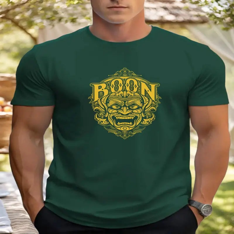 men t shirts | T Shirts For Men Mask 100% Cotton Graphic Printing Summer Round Neck Dark Green